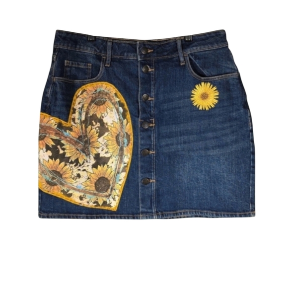 Upcycled Heart Denim Skirt - Picture 8 of 8